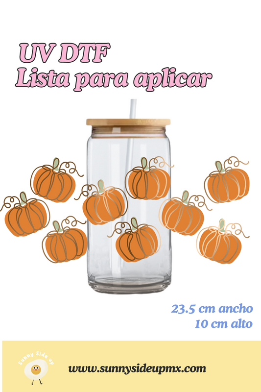 Etiqueta UV DTF Para Vaso 16 oz | Golden Pumpkins Halloween
