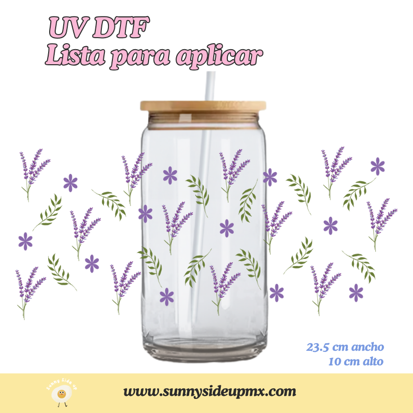 Etiqueta UV DTF Para Vaso 16 oz | Mini Lavanda