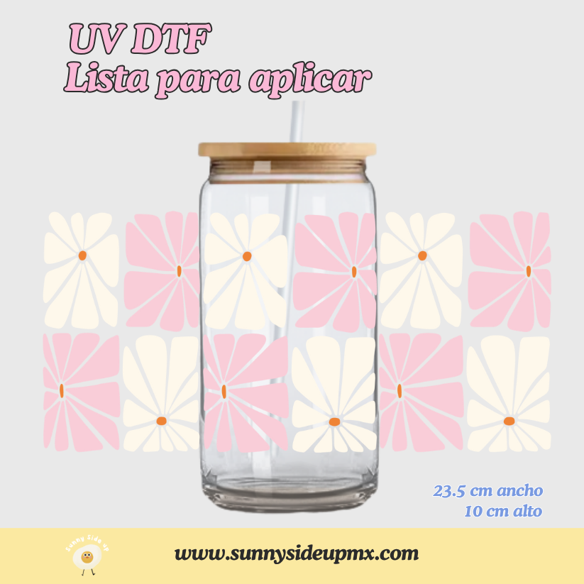 Etiqueta UV DTF Para Vaso 16 oz | Flores Abstractas