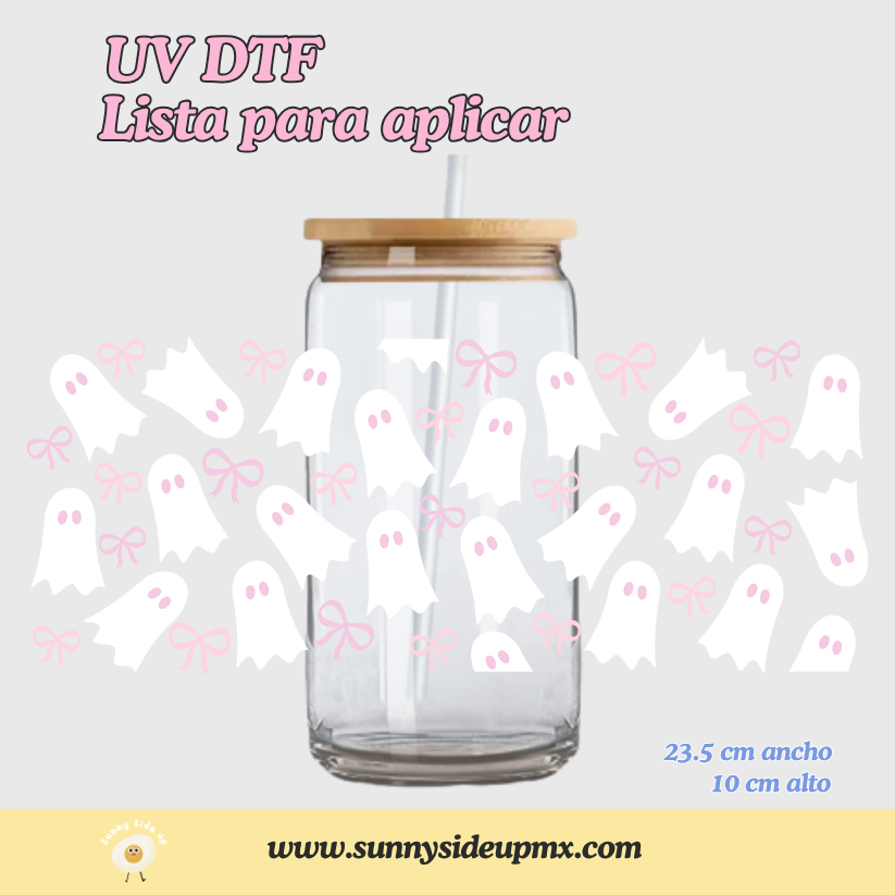 Etiqueta UV DTF Para Vaso 16 oz | Fantasmas Cute Halloween