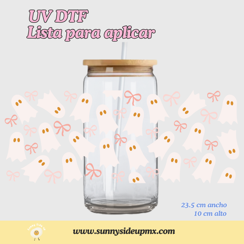 Etiqueta UV DTF Para Vaso 16 oz | Fantasmas Cute Halloween