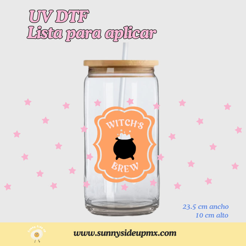 Etiqueta UV DTF Para Vaso 16 oz | Poción de Brujita Halloween