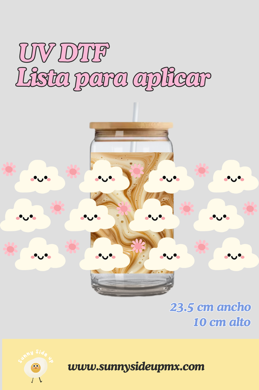 Etiqueta UV DTF Para Vaso 16 oz | Cute Cloud