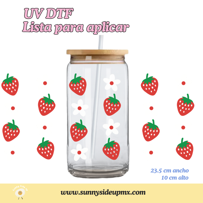 Etiqueta UV DTF Para Vaso 16 oz | Berry Blossom