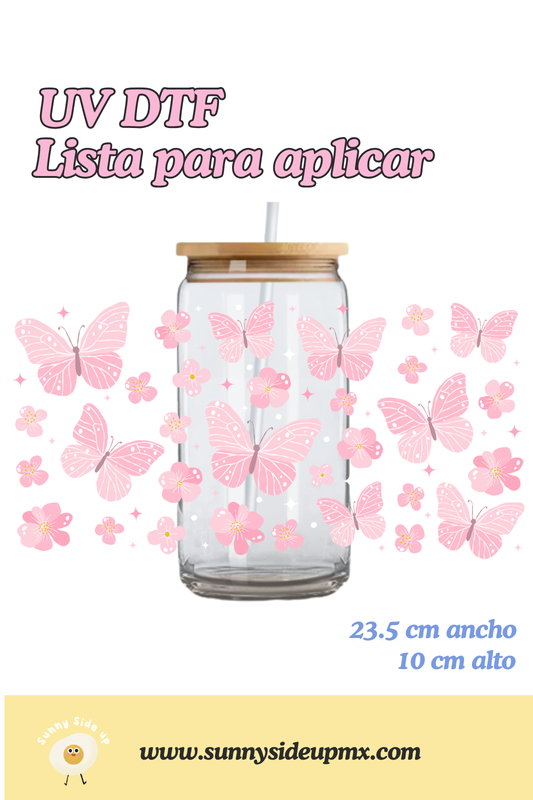 Etiqueta UV DTF Para Vaso 16 oz | Blossom Butterflies
