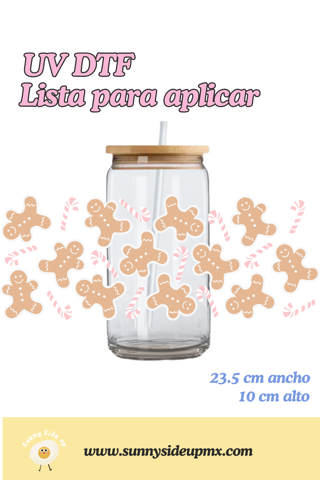 Etiqueta UV DTF Para Vaso 16 oz | Galleta Jengibre
