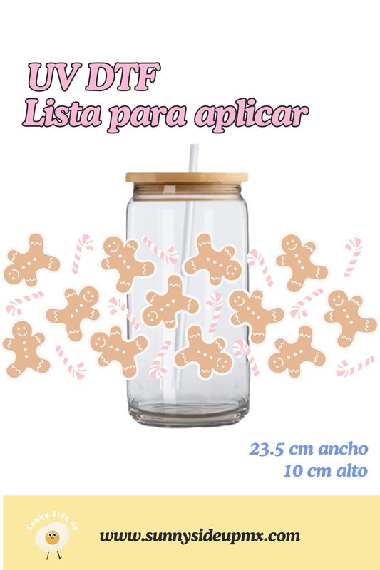 Etiqueta UV DTF Para Vaso 16 oz | Galleta Jengibre