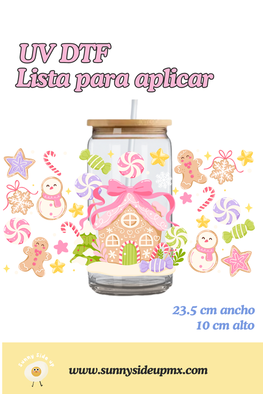 Etiqueta UV DTF Para Vaso 16 oz | Gingerbread House