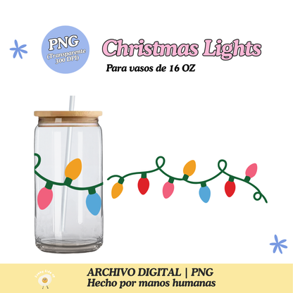 Christmas Lights Diseño Para Vaso de 16Oz [Archivo Digital]
