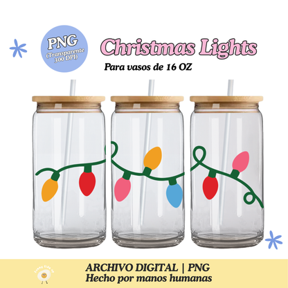 Christmas Lights Diseño Para Vaso de 16Oz [Archivo Digital]