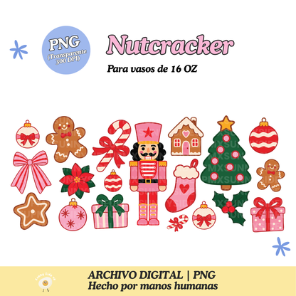Christmas Nutcracker Diseño Para Vaso de 16Oz [Archivo Digital]