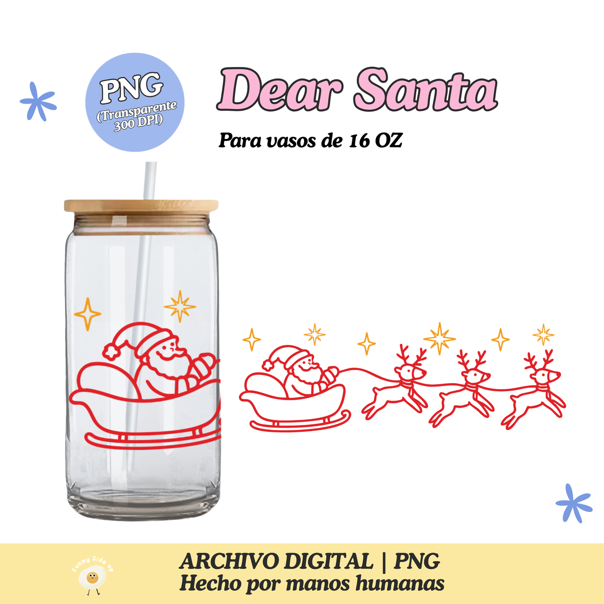 Dear Santa Diseño Para Vaso de 16Oz [Archivo Digital]