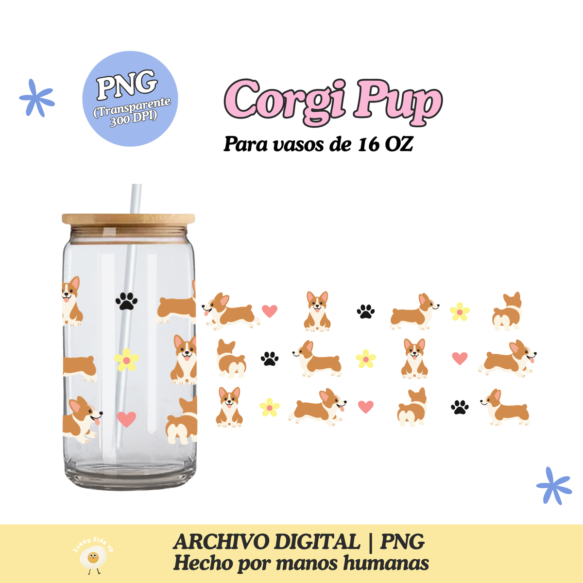 Corgi Pup Diseño Para Vaso de 16Oz [Archivo Digital]