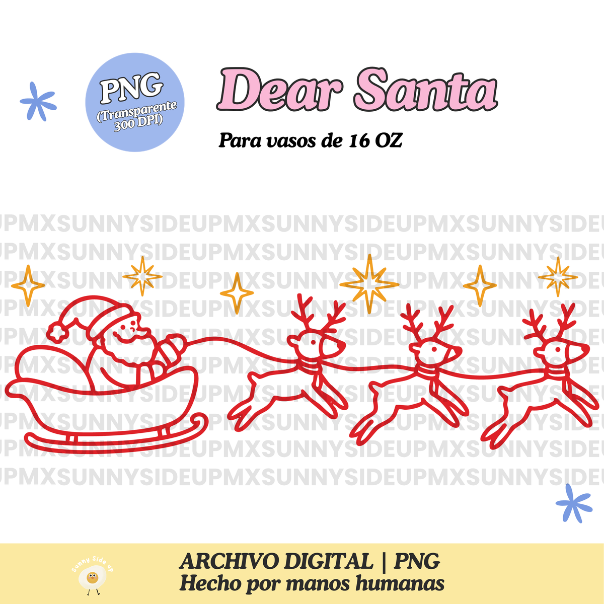 Dear Santa Diseño Para Vaso de 16Oz [Archivo Digital]
