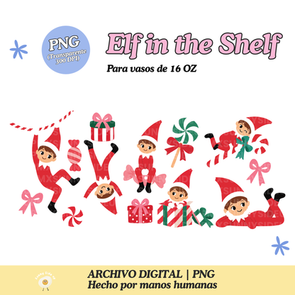 Elf in the Shelf Diseño Para Vaso de 16Oz [Archivo Digital]