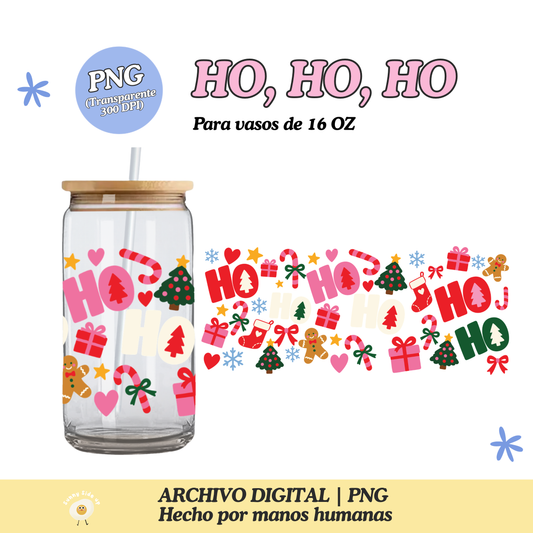 HO, HO, HO Diseño Para Vaso de 16Oz [Archivo Digital]