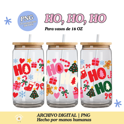 HO, HO, HO Diseño Para Vaso de 16Oz [Archivo Digital]