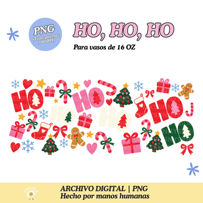 HO, HO, HO Diseño Para Vaso de 16Oz [Archivo Digital]
