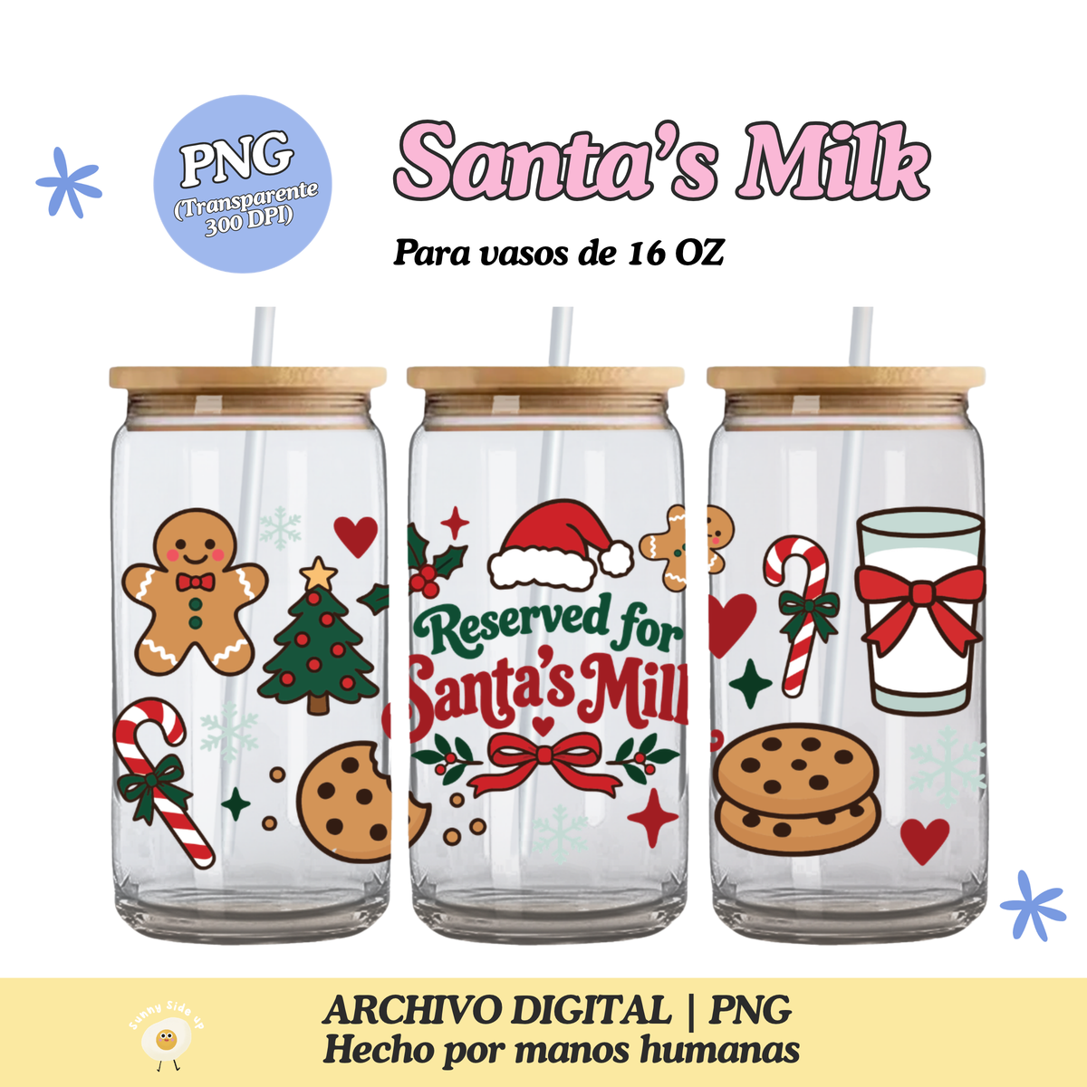 Santa's Milk Diseño Para Vaso de 16Oz [Archivo Digital]