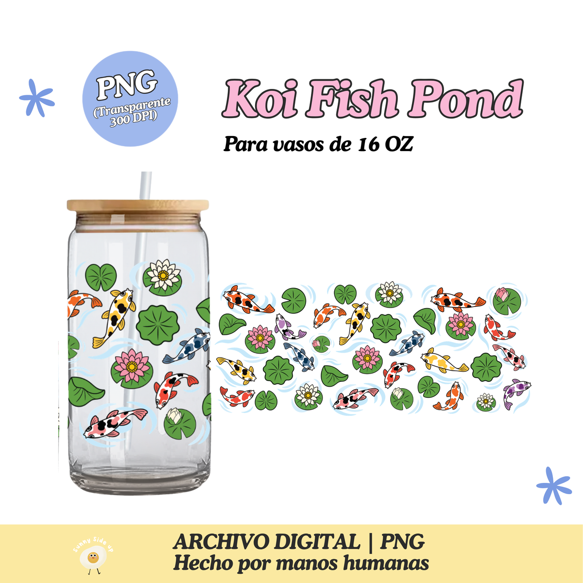 Koi Fish Pond Diseño Para Vaso de 16Oz [Archivo Digital]