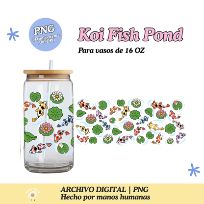 Koi Fish Pond Diseño Para Vaso de 16Oz [Archivo Digital]