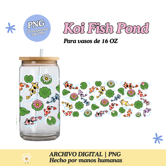 Koi Fish Pond Diseño Para Vaso de 16Oz [Archivo Digital]