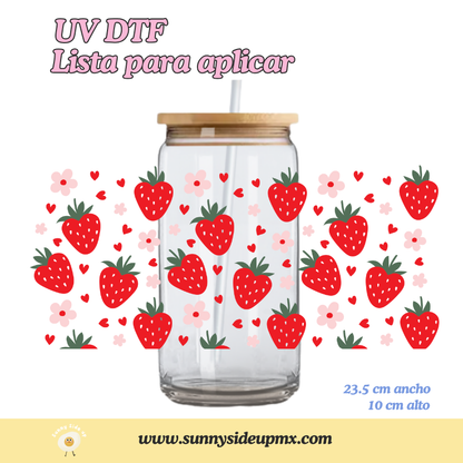 Etiqueta UV DTF Para Vaso 16 oz | Berries & Daisies