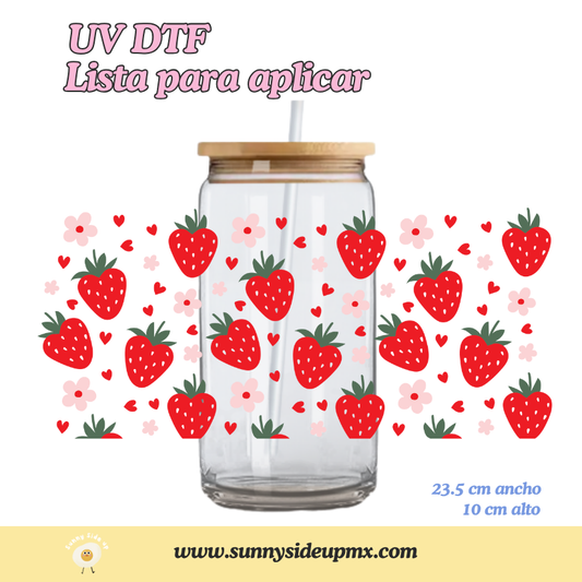 Etiqueta UV DTF Para Vaso 16 oz | Berries & Daisies