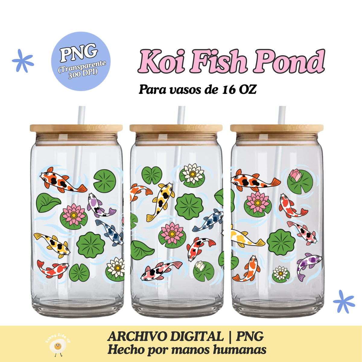 Koi Fish Pond Diseño Para Vaso de 16Oz [Archivo Digital]