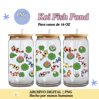 Koi Fish Pond Diseño Para Vaso de 16Oz [Archivo Digital]