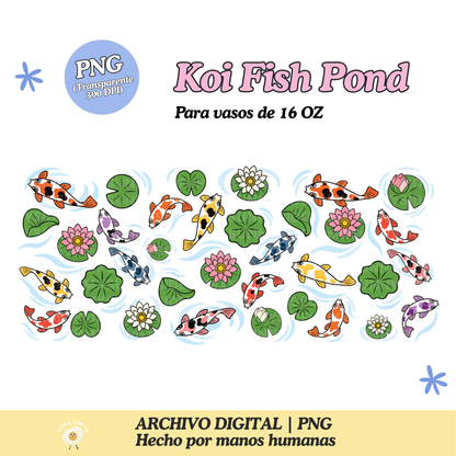 Koi Fish Pond Diseño Para Vaso de 16Oz [Archivo Digital]