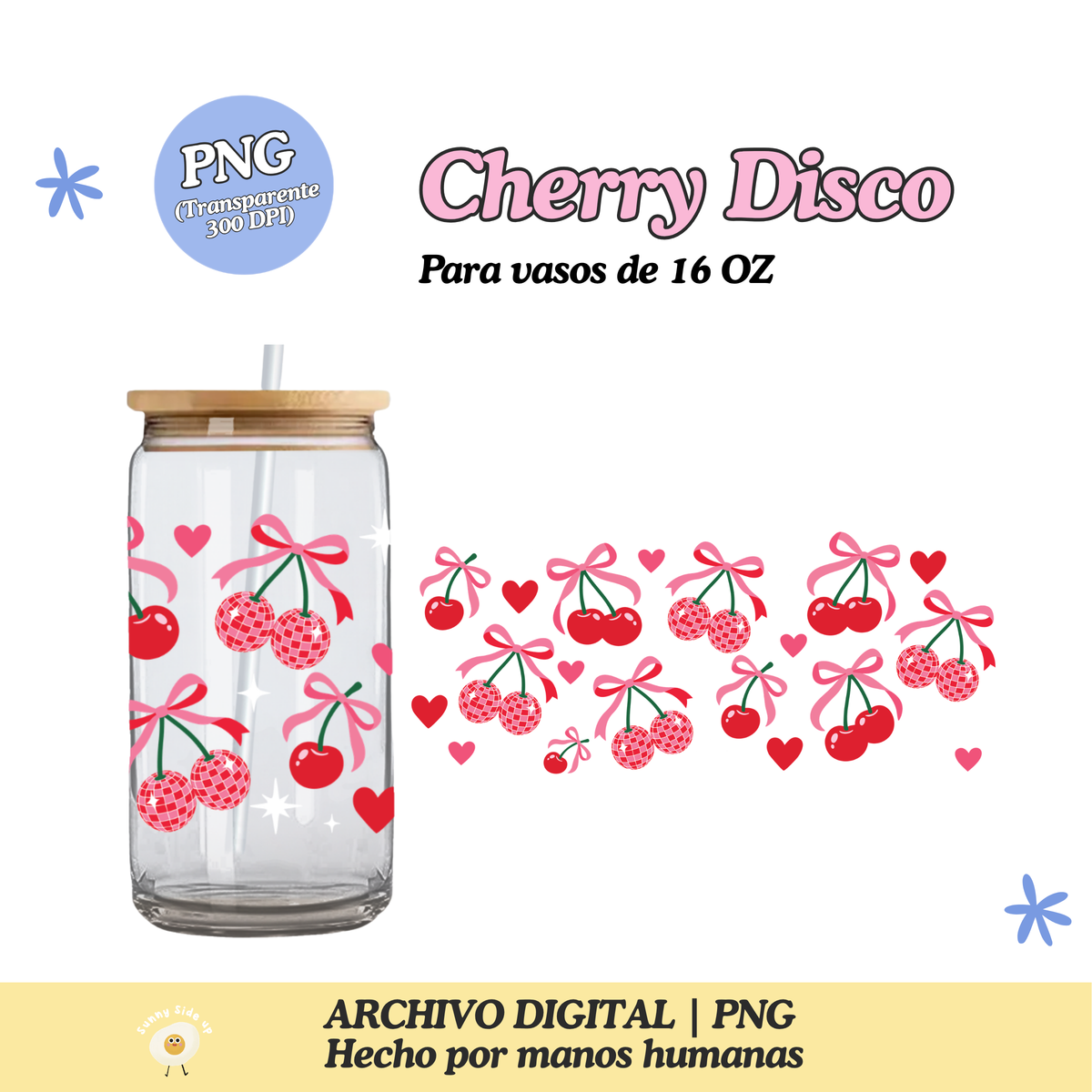 Cherry Disco Diseño Para Vaso de 16Oz [Archivo Digital]