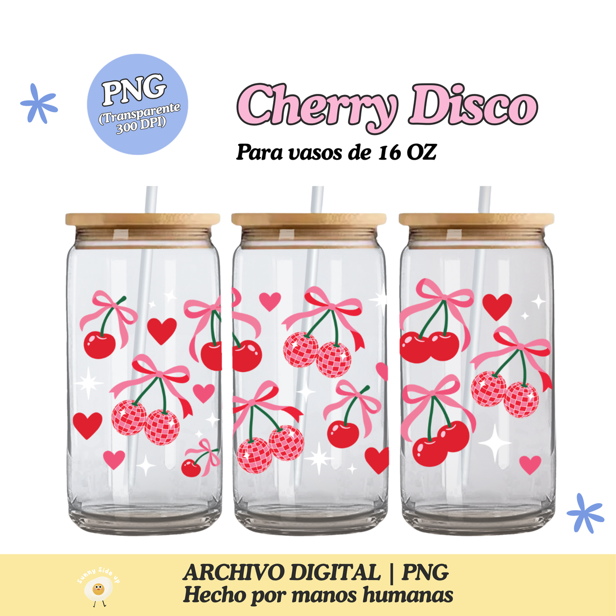 Cherry Disco Diseño Para Vaso de 16Oz [Archivo Digital]