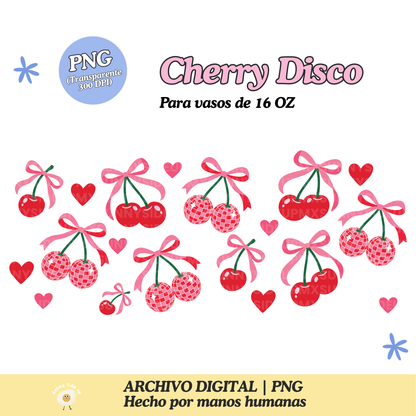 Cherry Disco Diseño Para Vaso de 16Oz [Archivo Digital]