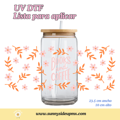 Etiqueta UV DTF Para Vaso 16 oz | Books & Coffee