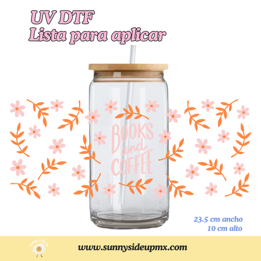 Etiqueta UV DTF Para Vaso 16 oz | Books & Coffee