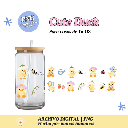 Cute Duck Diseño Para Vaso de 16Oz [Archivo Digital]