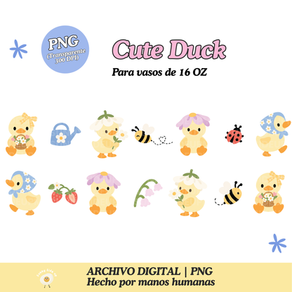 Cute Duck Diseño Para Vaso de 16Oz [Archivo Digital]