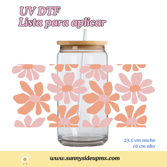 Etiqueta UV DTF Para Vaso 16 oz | Flores Asimétricas