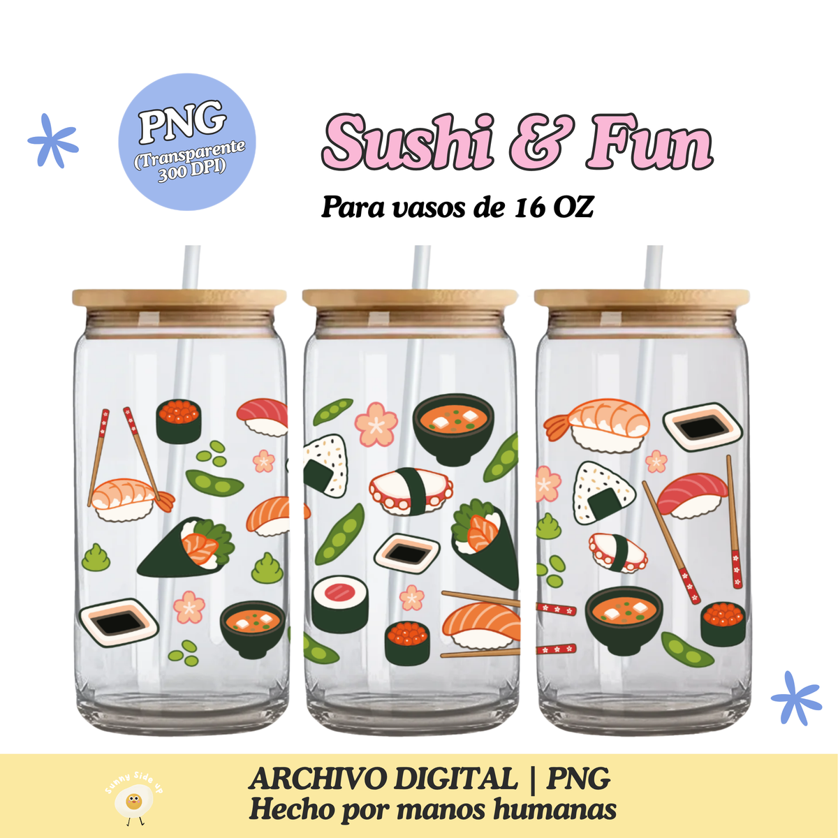 Sushi & Fun Diseño Para Vaso de 16Oz [Archivo Digital]