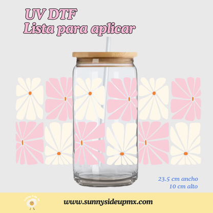 Etiqueta UV DTF Para Vaso 16 oz | Flores Abstractas