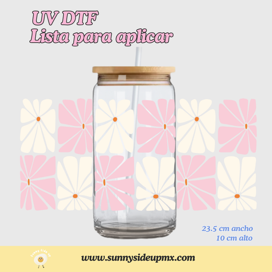 Etiqueta UV DTF Para Vaso 16 oz | Flores Abstractas