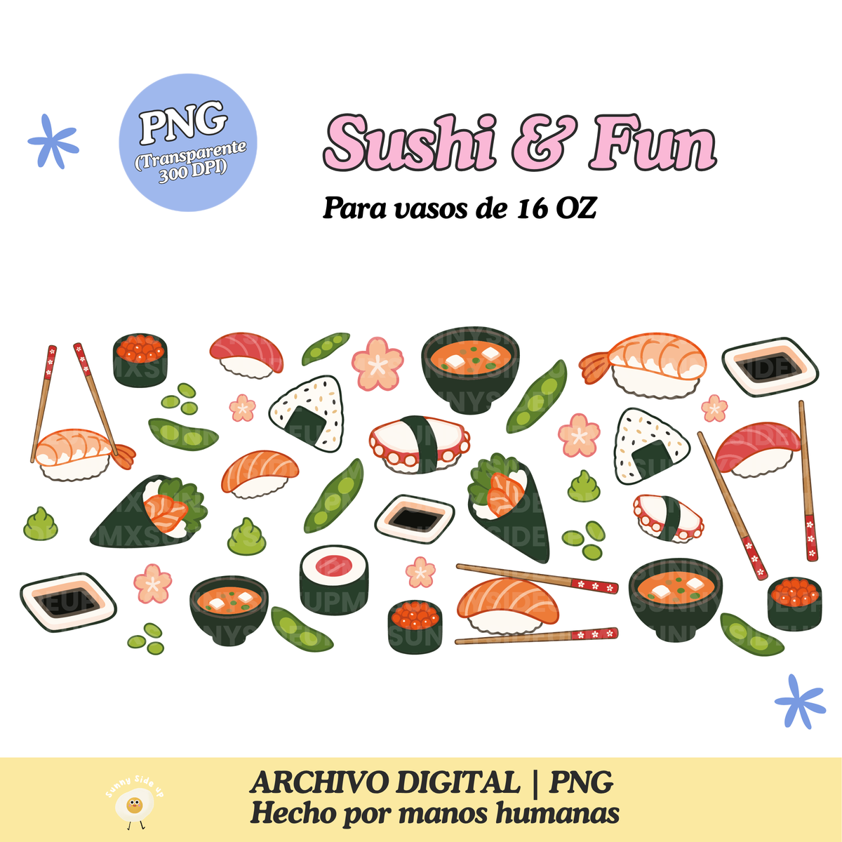 Sushi & Fun Diseño Para Vaso de 16Oz [Archivo Digital]