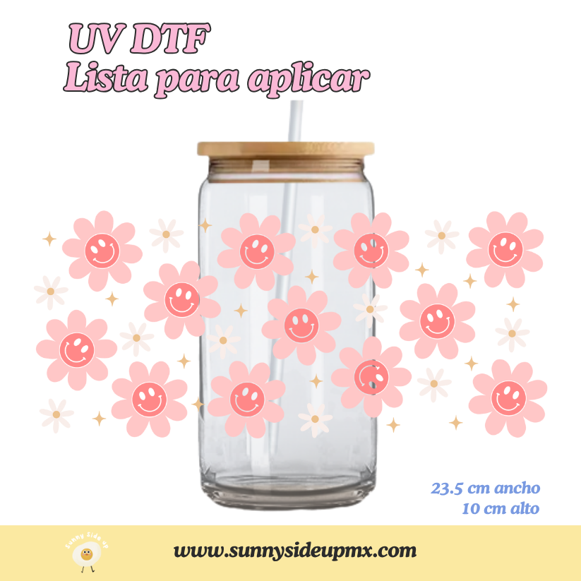 Etiqueta UV DTF Para Vaso 16 oz | Happy Flower