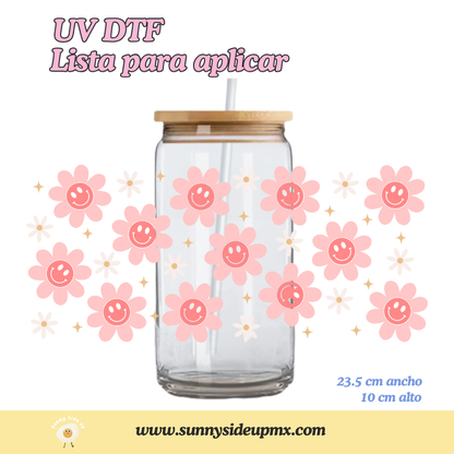 Etiqueta UV DTF Para Vaso 16 oz | Happy Flower