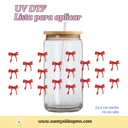 Etiqueta UV DTF Para Vaso 16 oz | Moñitos Coquette
