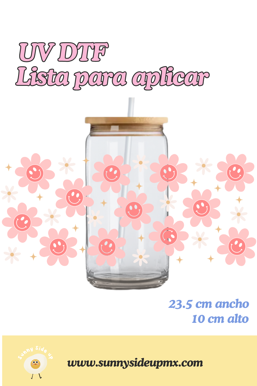 Etiqueta UV DTF Para Vaso 16 oz | Happy Flower