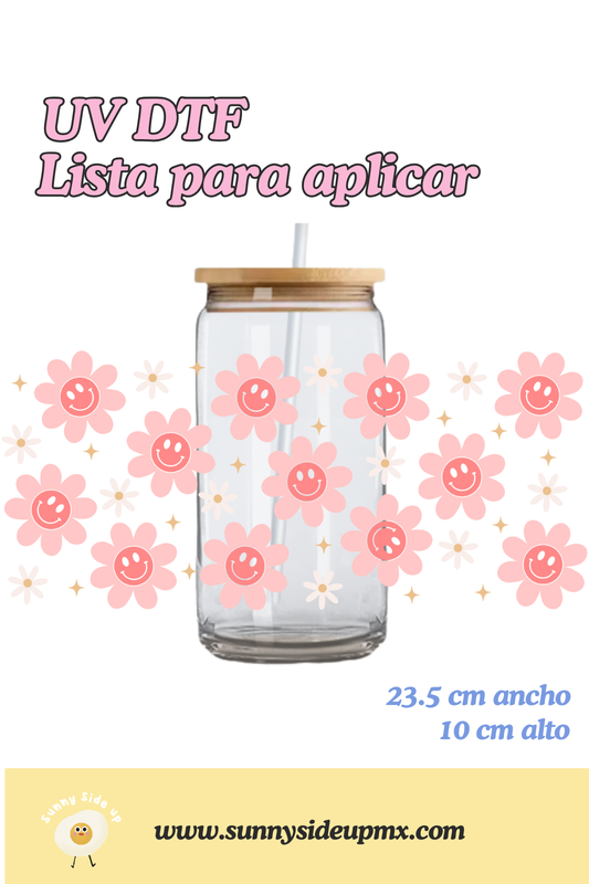 Etiqueta UV DTF Para Vaso 16 oz | Happy Flower
