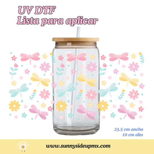 Etiqueta UV DTF Para Vaso 16 oz | Libélulas Mágicas