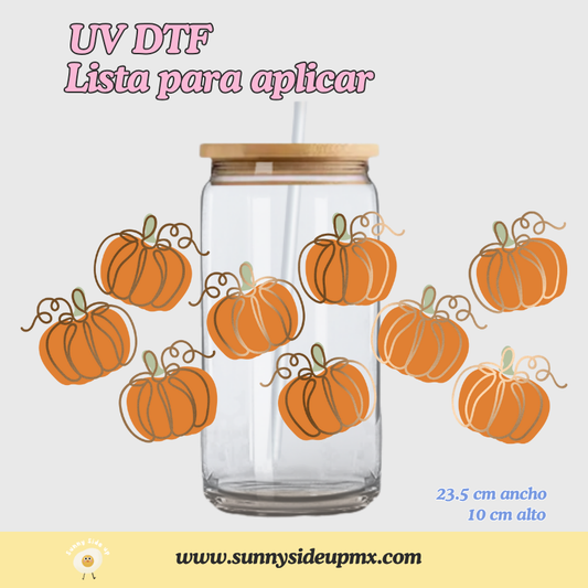 Etiqueta UV DTF Para Vaso 16 oz | Golden Pumpkins Halloween